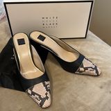 Brand New Hallie Cap toe mules shoes, black and snake skin look on tip Size 10 Photo 0