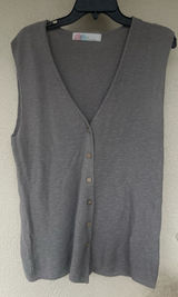 Free People Beach Button Down Knit Linen Blend Vest S Coastal Layer Boho Western Beach Photo 0