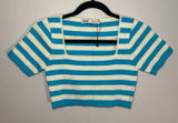 NWOT Zara Blue White Stripe Square Neck Cropped Top Going Out Women size Medium Photo 0