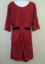 Red Christmas Party Holiday Mrs. Claus Santa Dress M/L‎ Preppy Old Money Retro Photo 0