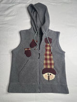 Lavon Snowman/Mittens Christmas Fleece‎ Vest W/Hood Medium Winter Holiday Zip Up Photo 0