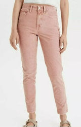 American Eagle Women's Super Stretch Corduroy Curvy Mom Straight Pant Pink Color Photo 0
