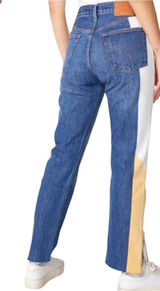 LEVIS Colorblock High-Rise MOTO SHOW TEETH ZIPPER CUFF Jeans 27 Photo 0