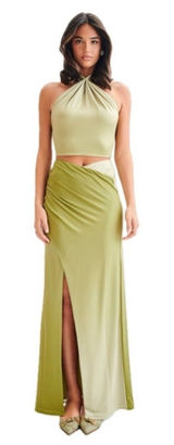 Meshki Bronwyn Slinky Maxi Skirt Gradient Ombre Green Womens Size XS‎ Photo 0