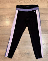Champion Womens Black Purple Stripe Athletic‎ Leggings Activewear Medium M Photo 0