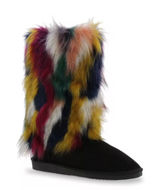 Bellini Hype Faux Fur Boots Rainbow Festival Y2K Statement Winter‎ Women's 8.5 Photo 0