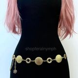 Gold Y2K Textured Disc Open Ring Waist Chain Belt, Fits 24-42 Inches, X7GA1359 Photo 0