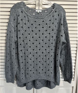 Maurices Open Knit Sweater Gray Size Large Long Sleeve Boat Neck High/Low Photo 0
