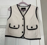 Maje Vitosio Tweed Vest Jacket Cream Black Lace Trim EU40 Photo 0