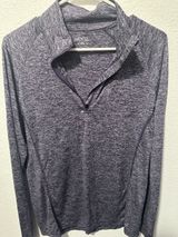 BCG Women's Activewear 1/4‎ Zip Mock Neck Long Sleeve Heathered Purple L Photo 0