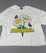 Y2K Baby Girl Daisy Butterfly Graphic Crop Tee White Gildan Heavy Cotton M Photo 0