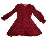 Altar'd State Mini Dress Burgundy Red Medium Swiss Dot Boho Holiday Party Photo 0