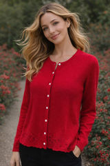 Vintage Angora Rabbit‎ Hair Cardigan Red Embroidered Max & Lily Cottagecore Boho Photo 0