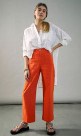 Maeve The Colette High Rise Wide Leg Crop Pant in Orange Size 30 Photo 0