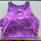 NWOT Reebok XL Purple Tie Dye Athletic Crop Top Bra Racerback with Peephole Photo 0