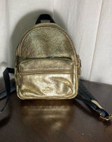 Coach Metallic Gold Mini Charlie Backpack with Front Zip Pocket Photo 0