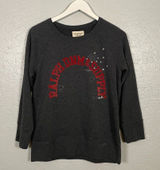 Denim & Supply Ralph Lauren Women L Gray Sweatshirt Velvet Embroidery Preppy Photo 0