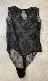 Auden Womens Black Floral Lace Sleeveless Thong Bodysuit Large‎ 023102212 Photo 0