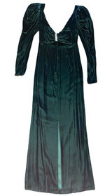 Vintage Forest Green Velvet Rhinestone Backless Bow dress Gown 40s black Tie Photo 0