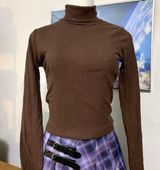 Mocha Brown, Long Sleeve Turtleneck, Top Size M Photo 0
