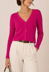 Abercrombie & Fitch Ribbed Cardigan Sweater Size XS Fuchsia Pink Preppy Y2K Photo 0