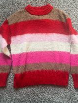 a new day Striped Crewneck Sweater in Red, Pink, Cream & Brown Photo 0