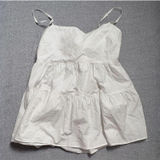 American Eagle White Tiered Spaghetti Strap Tie-Back Mini Dress Size M Photo 0