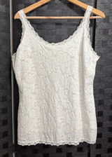 Soma Camisole White Floral Lace Scalloped‎ Trim Lined Stretch Romantic Bridal L Photo 0