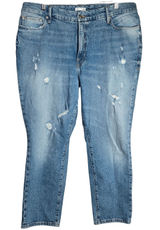 Good American Destructed High Rise‎ Straight Leg Jeans Women Size 15 Blue Photo 0