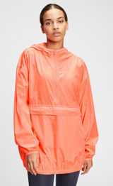 NEW Gap Orange Water Resistant Rain Coat Foldable Windbreaker Jacket Size XXS/XS Photo 0