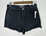 PacSun Denim Shorts 28 Black Vintage High Rise‎ Distressed Raw Hem Y2K Grunge Photo 0