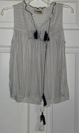Anthropologie Savannah Jane White and Navy Striped Sleeveless Top Photo 0