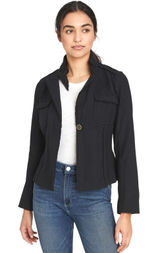 Banana Republic Wool Jacket Women's‎ Size 4 Black Raw Edge Detail Military Moto Photo 0