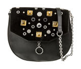 Louise et Cie Crossbody Bag Women Small‎ Black Leather Suede Embellished Studded Photo 0