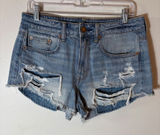 American‎ Eagle Hi-Rise Festival Denim Shorts Distressed Size 8 Photo 0