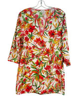 J. Crew Factory‎ Floral Tunic Beach Coverup Women's Medium Fuchsia Cream Preppy Photo 0