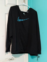 Nike Black Long-Sleeve Shirt with Teal Zebra Swoosh Photo 0
