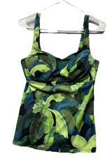 Athleta 36B 36C Bondi Bra Cup Tankini Tropical Power of She Green Built In Bra Photo 0