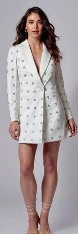 Jay Godfrey Ace Embellished Tuxedo Mini Dress Bridal White Size 2 Photo 0
