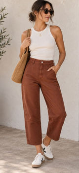 Everlane Utility Barrel Pants Rosewood Terracotta High Rise Wide Cropped Pants Photo 0