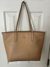 Coach tan toteNude Toned CITY Zip Crossgrain Leather Tote Purse Bag work purse Photo 0