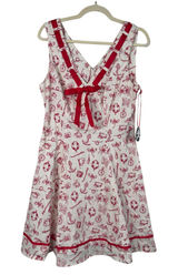 Hell Bunny Red White Nautical Print Fit & Flare Dress Womens XL Rockabilly NWT Photo 0