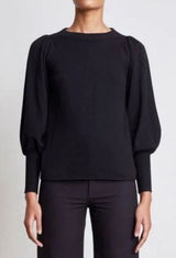 Apiece Apart Dewi Cotton Cashmere Blend Black Puff Sleeve Sweater Size Large Photo 0