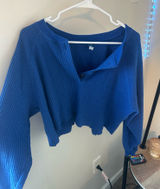 Old navy blue cropped thermal long sleeve  Photo 0