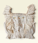 Zara Women's Blouse White Square Neck Lace Embroidered Pullover 100% Cotton XS Photo 0