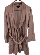 Donna Karan Sleepwear Robe Tie Waist Shawl Collar Pocket Lounge Fleece Pink S/M Photo 0