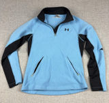 Under Armour Sweatshirt Womens Small Blue Black 1/4 Zip Fleece Pullover Pockets Photo 0