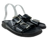 Zara Slide Sandals Buckles‎ Double Strap Faux Leather Black Size 41 US 10 Photo 0