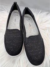 Clarks Cloudsteppers Adella Knit Slip On Sneakers Black Shimmer Cushion Sz 5 Photo 0