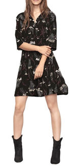 Ba&sh Kyle Black Floral Collared Shirt Dress French Girl Dark Academia 0 Photo 0